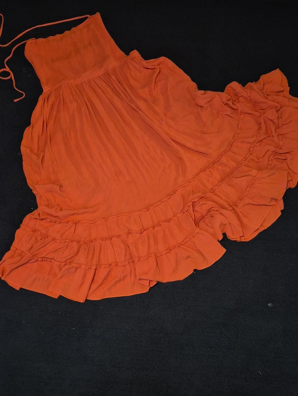 Backless Orange Tiered Ruffle Maxi